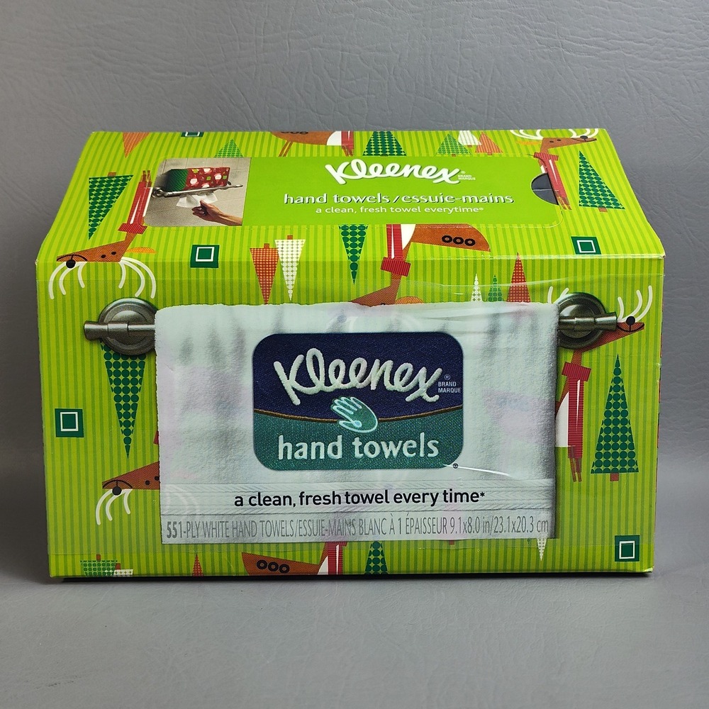 Kleenex Christmas Holiday Theme Hand Paper Towels (55-1ply) Reindeer Renne Trees